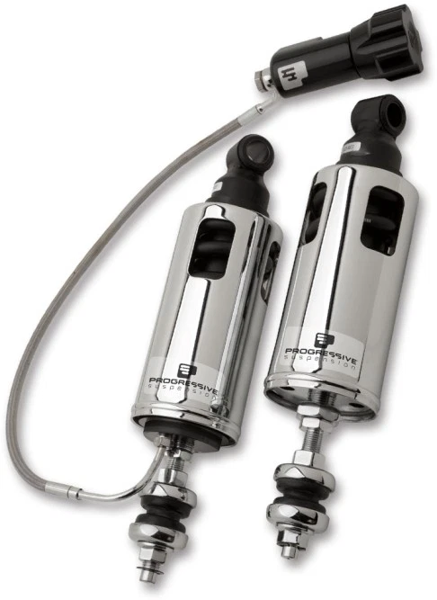 Amortiguadores traseros de suspensión progresiva cromados serie 422 para Harley Softail 00-17 Foto 2 de 4