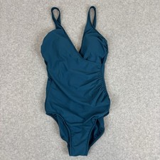 MIRACLESUIT Crossover Swimsuit Teal Blue Tummy Control See Measurements For Size