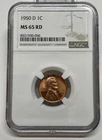 1950-D Lincoln Wheat Cent / Penny 1c NGC MS65 RD Red
