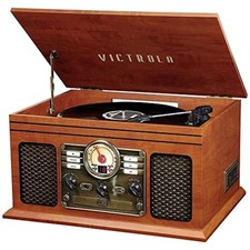 Retro-Inspired 6-in-1 Bluetooth Record Player - Mahogany