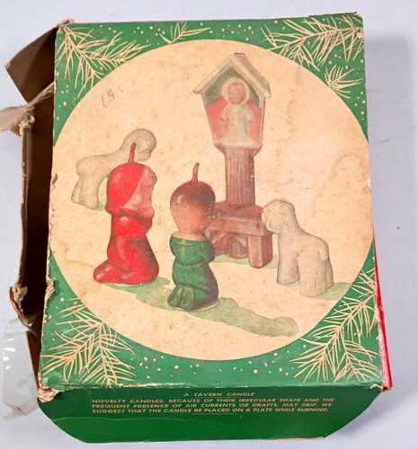 Vintage Christmas MCM Tavern Candles Wayside Shrine in Original Box