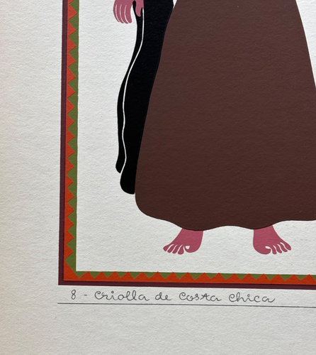 Carlos Mérida Silkscreen Print, "Criolla de Costa Chica" in 16x20 Mat, 1945 - Picture 3 of 4