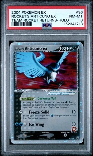 2004 POKEMON EX TEAM ROCKET RETURNS #96 ROCKET'S ARTICUNO EX-HOLO PSA 8