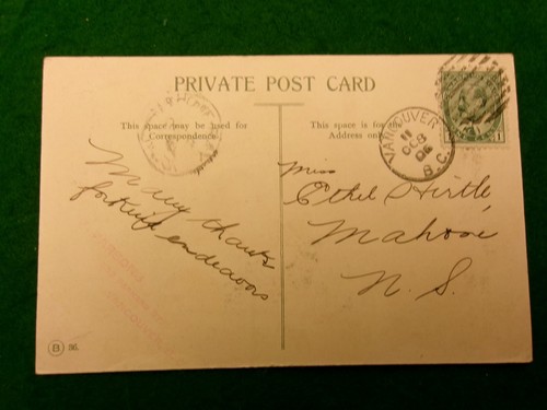 CPR railway depot Vancouver postcard railroad 1906 cancel Canadian Pacific #3009 - Picture 2 of 2