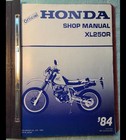 Official 1984 Honda XL250R Motorcycle Shop Manual Service Repair Vintage VG