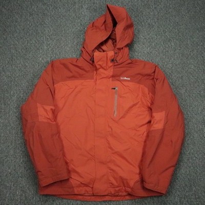 LL Bean Jacket Mens XL Red Primaloft Full Zip Pockets Hooded Insulated