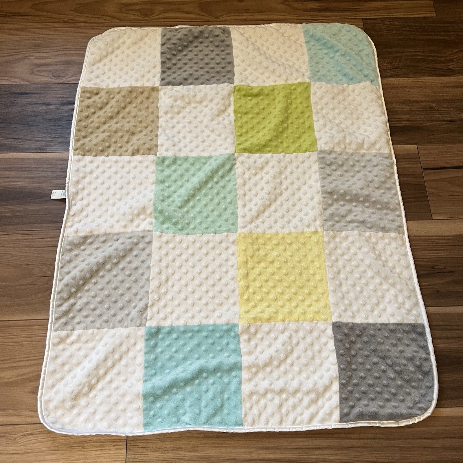 Cloud Island Patchwork Squares Minky Dot Baby Blanket