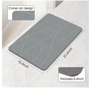 Quick Dry Super Absorbent Memory Foam Bath Mat Gray 23.6x15.4 0.4in