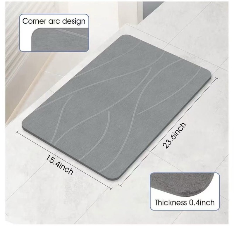 Quick Dry Super Absorbent Memory Foam Bath Mat Gray 23.6x15.4 0.4in