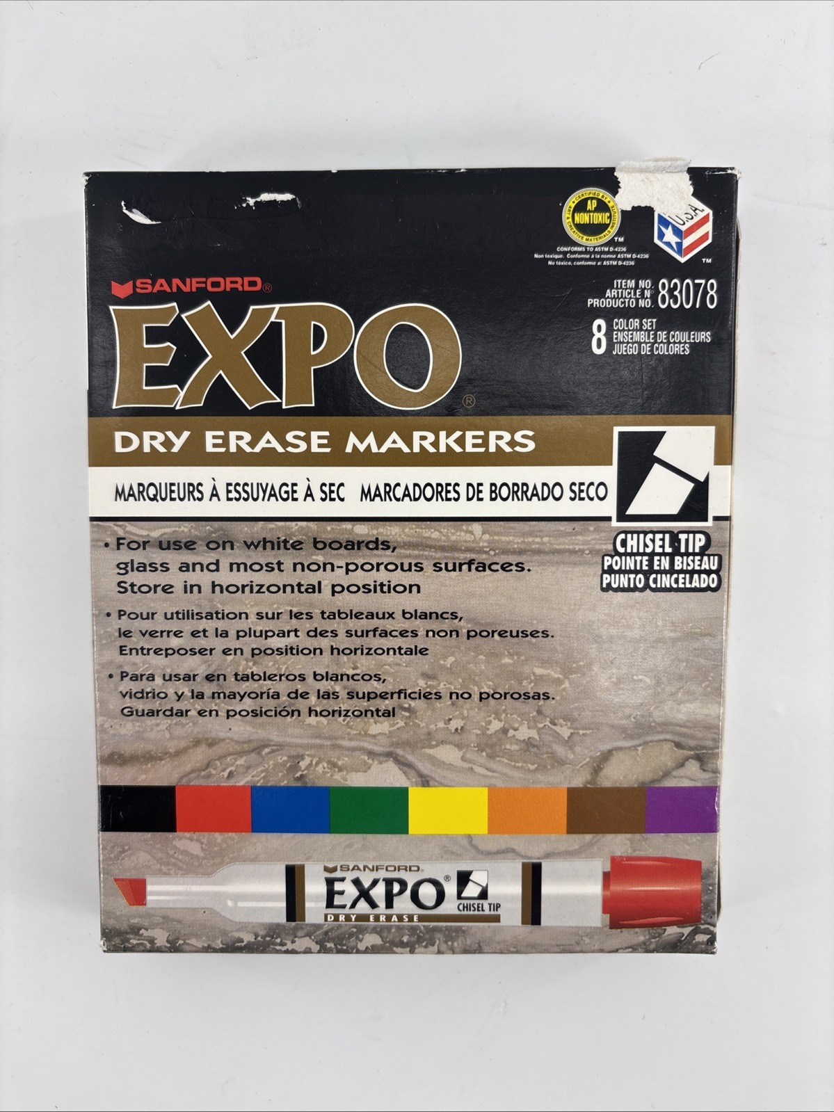 8 Vintage Sanford Expo Dry Erase Markers Chisel Tip Mix Color New Old Stock '95