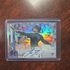 Isan Diaz 2020 Topps Chrome Refractor SP Rookie RC On Card Auto /499 ( Marlins ). rookie card picture