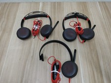 LOT OF 3 - POLY BLACKWIRE C5220T C5210T DUALEAR STEREO HEADSET WITH BOOM MIC