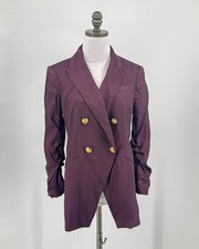 Veronica Beard Womens Purple Linen Blend Dickey Blazer Jacket Sz 8