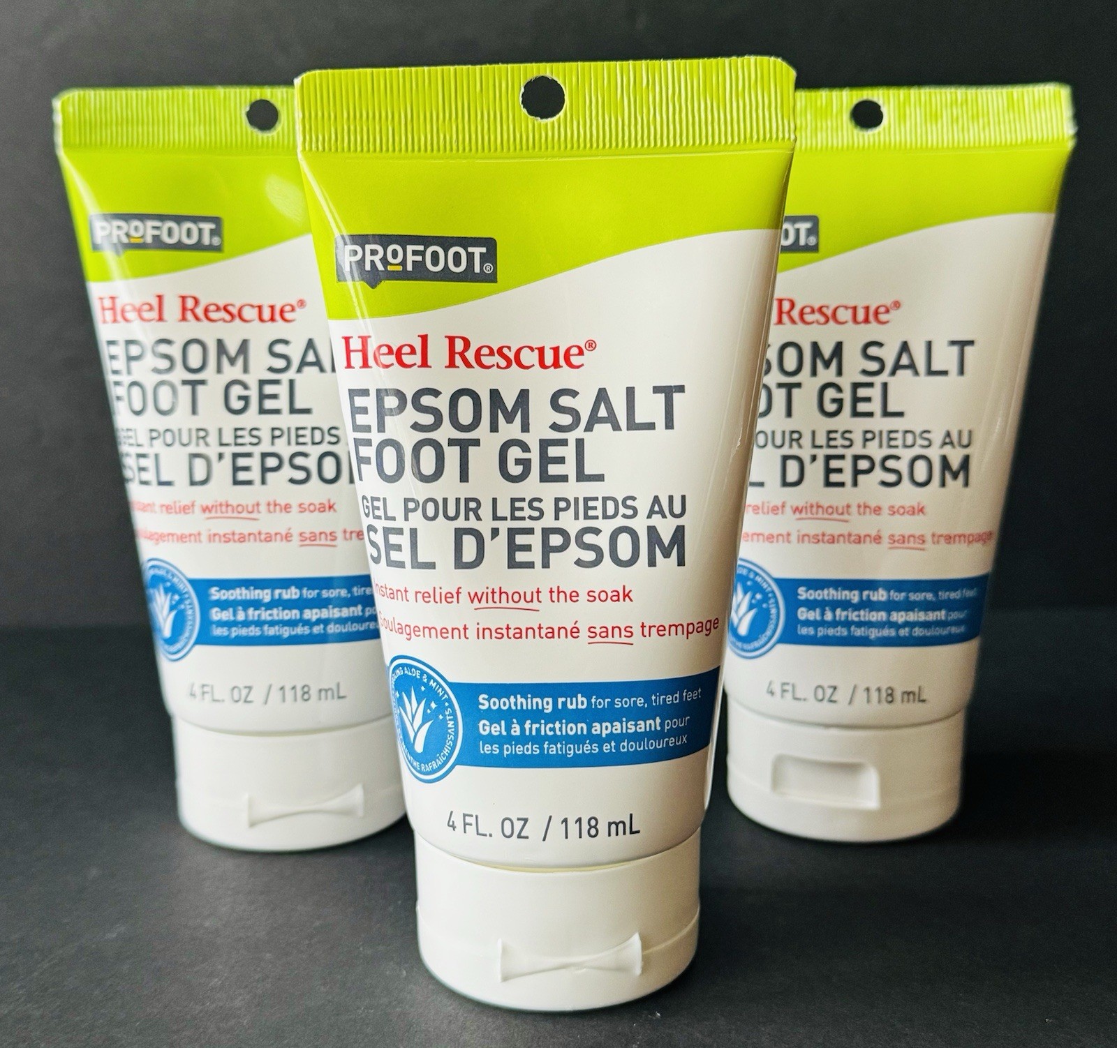 3x PROFOOT Heel Rescue EPSOM SALT FOOT GEL, Soothing rub for Sore, Tired Feet
