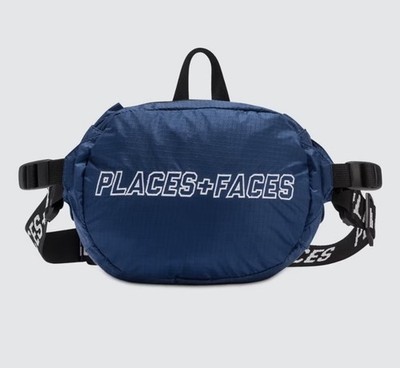 Places + Faces Blue Nylon Waist Bag Embroidered Official- 100% Authentic