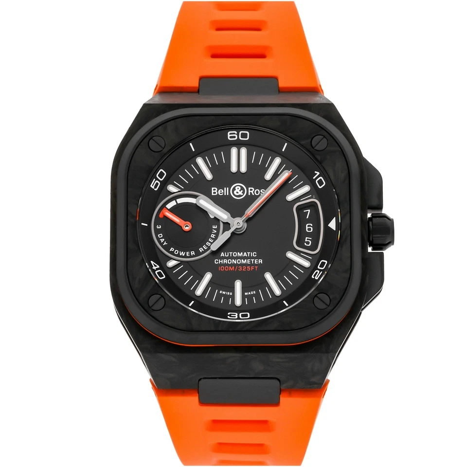 Bell & Ross BR-X5 Carbon Titanium Auto Mens Watch 41mm Orange BRX5R-B0-RC/SRB