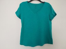 Womens Short Sleeve T Shirt Size Large V Neck Green