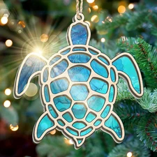 Christmas Sea Turtle Beach Gifts for Women Men - 2D Flat (Not 3D) Turtle Decor S