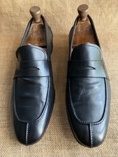 PRADA Mens Black Leather Split Toe Penny Loafers Size UK 8.5 || US 9.5