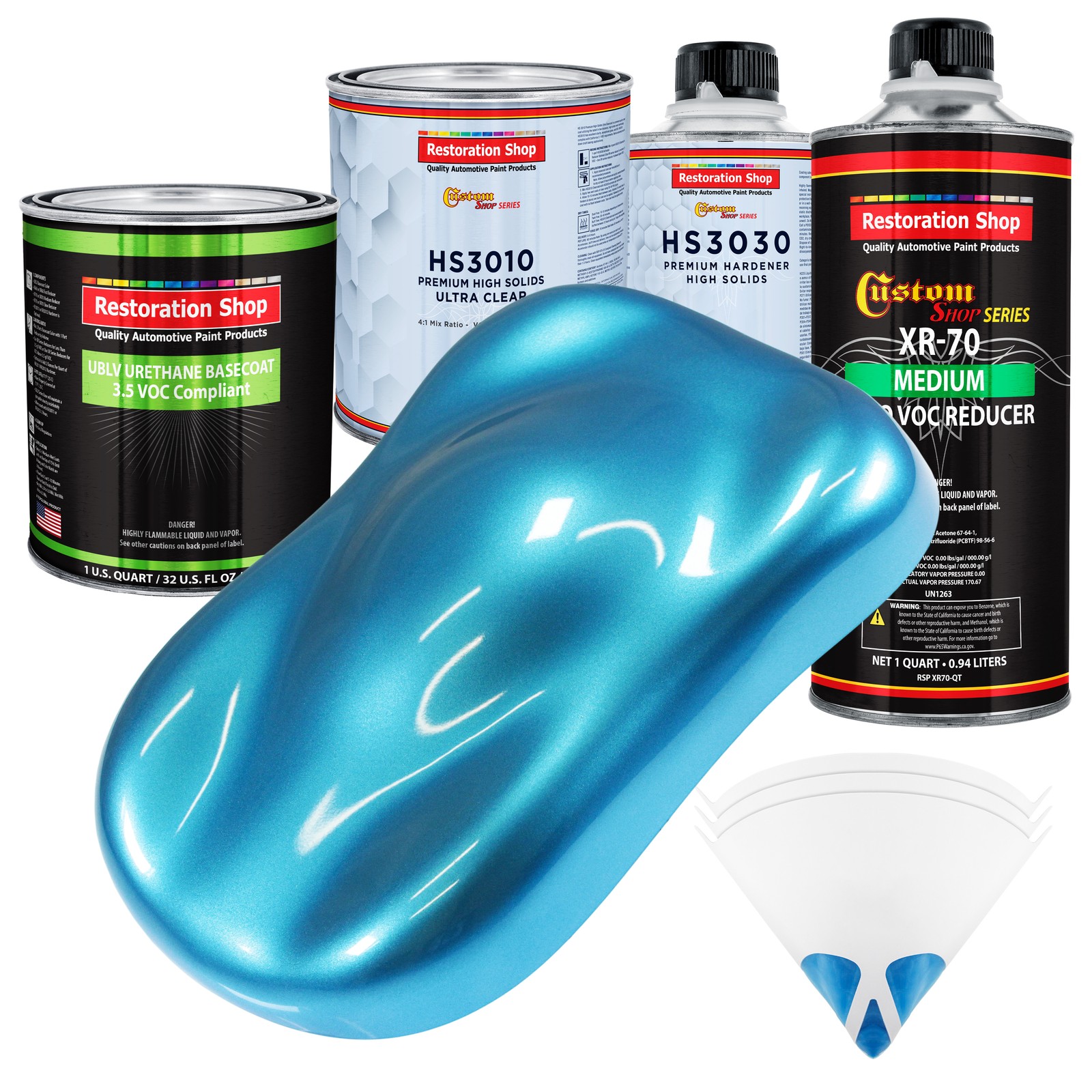 Electric Blue Metallic Premium Quart Kit Low VOC Urethane Basecoat Auto Paint