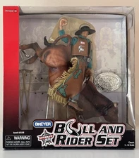 Breyer PBR Bull And Rider Set Brown Bull
