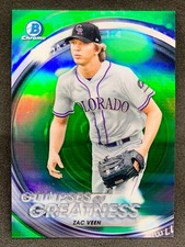 2020 Bowman Draft Chrome ZAC VEEN Glimpses of Greatness Green Refractor SP /99