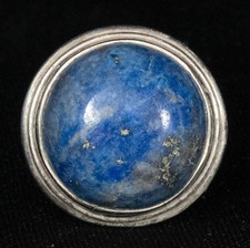 Sterling Silver Lapis Lazuli Ring Round Design Size 5- 7/8"