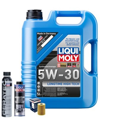 Motoröl 5W30 LIQUI MOLY Longtime High Tech 5L+BOSCH Ölfilter +Spülung +Cera Tec