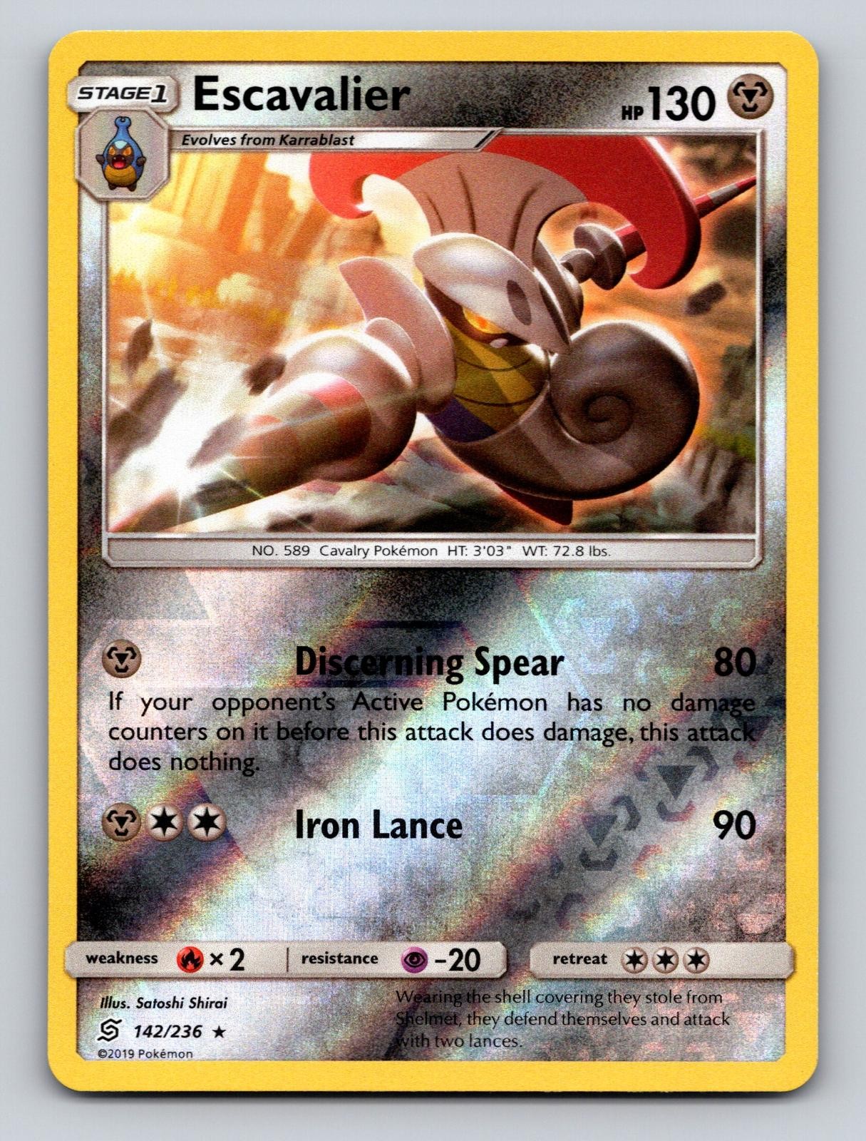 Escavalier 142/236 Rare Unified Minds Pokemon Reverse Holo NM