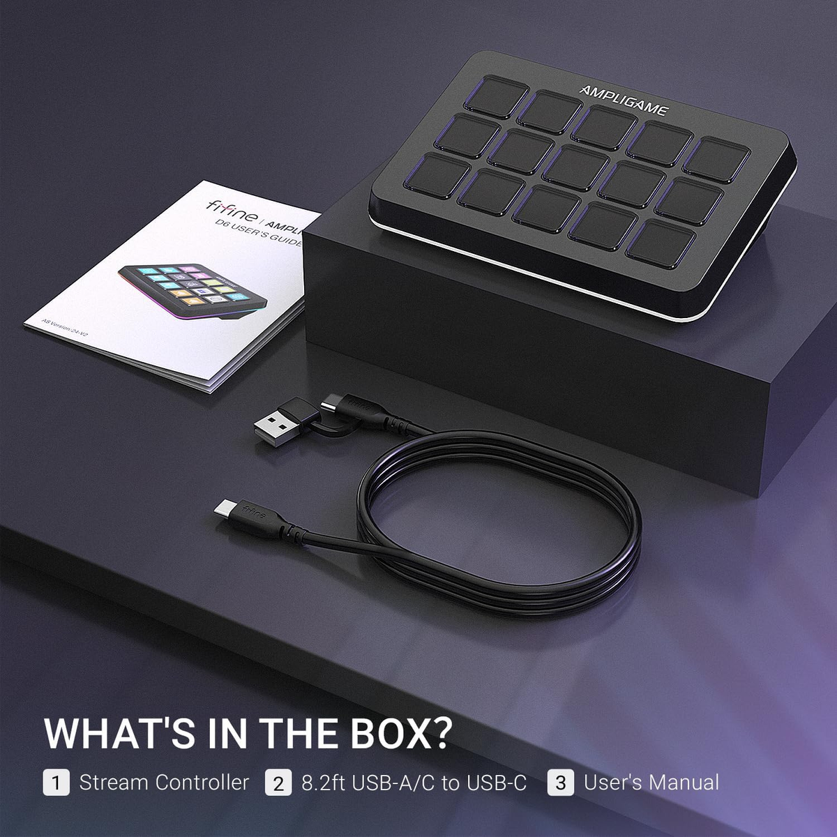 FIFINE Ampligame Stream Controller with 15 Macro Keys, Streaming
