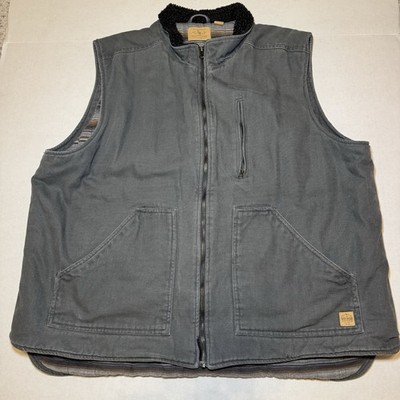 RedHead Canvas Work Vest Men's 2XLGray Sherpa Collar Blanket Lined FullZip