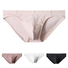 Men's Solid Color Briefs Comfortable Low Waist Cotton Underwear for Everyday