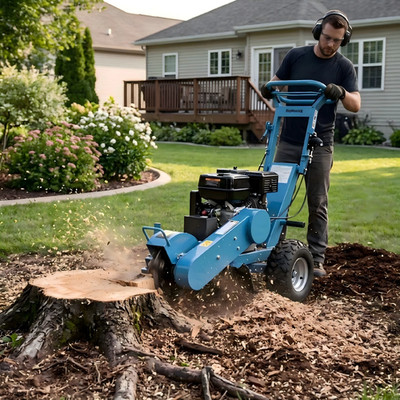 Free Shipp 15HP 420CC Da Jiang DUCAR Stump Grinder Electric Start 9 Cutting Head
