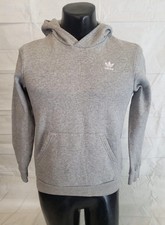 adidas gray long sleeve pullover hoodie with kangaroo pocket - youth large 