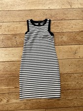 Vintage Soprano Black White Striped Summer Bodycon Dress Size Small