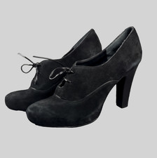 Nine West Shoes Naso Pumps Black Suede Lace Up Heels Size 10M