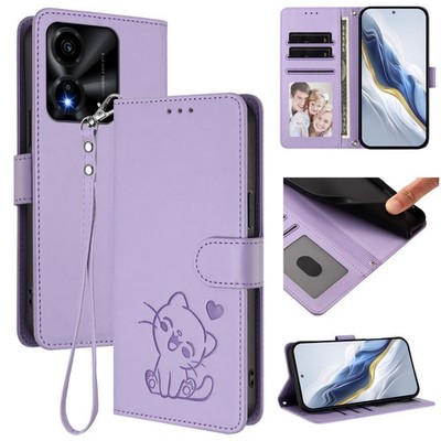 Leather Card Wallet Case Hot Cat Flip Stand Cover With Lanyard For Various Phone