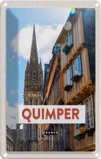 Blechschild 18x12 cm Quimper France Kathedrale Geschenk Bildmotiv Reisemotiv Abe