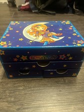 Vintage Lisa Frank Jewelry Box Moon Girl Stars Cardboard Rare