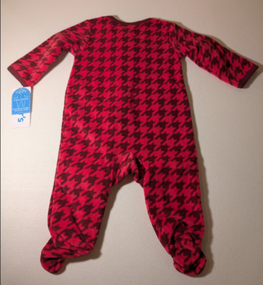 Carter's Baby Girls' Fleece Footed Pajamas 3M Red Houndstooth New