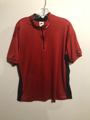 Vintage Nike Fit Red Quarter Zip Short Sleeve Shirt Medium Cycling Biking 90s | eBay
