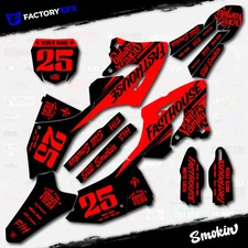 Black Red Smokin Graphics Kit fits Yamaha Yz125 Yz250 15-21 Plates YZ 125 250