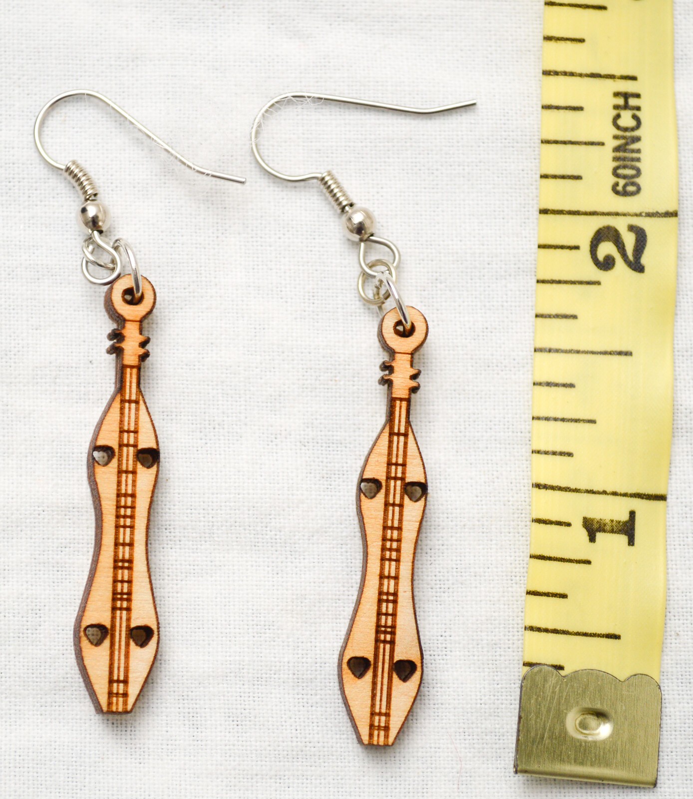 MadeintheUSA Birch LaserCut Mountain Dulcimer Earrings by Ray