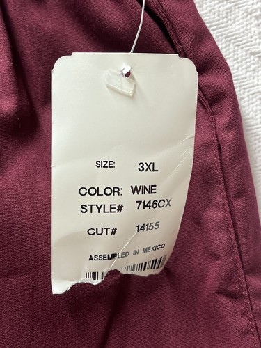 Peaches Wine Red Size 3XL Brand New Scrub Pants Style 7146CX - Picture 5 of 10