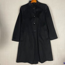 Forstmann Womens Long 100% Wool Coat Black Button Up High Neck Check Measurement