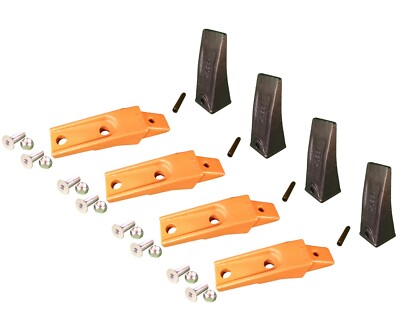 6PCS Mini Excavator Skid Bolt On Bucket Shanks 7107324 Bucket Teeth 6737325 Flex Pins 6737326 Hardware Aftermarket Replacement For Bobcat Style Mini Excavator Skid Steers