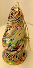 Vintage Hand Blown Swirl Murano Style Iridescent Glass Ornament 7"Tall