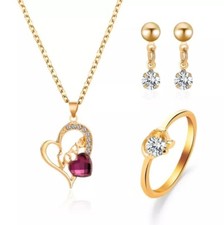 Fashion Jewelry Set Love heart Necklace Earrings and Ring TK5