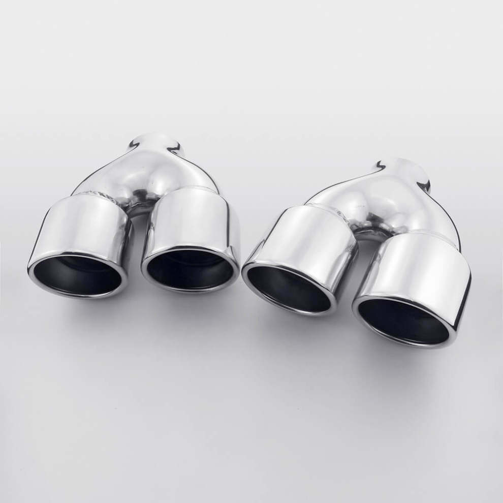 Pair Exhaust Tips 2.5" Inlet Quad 3.5" Rolled Out Slant Cut Stainless