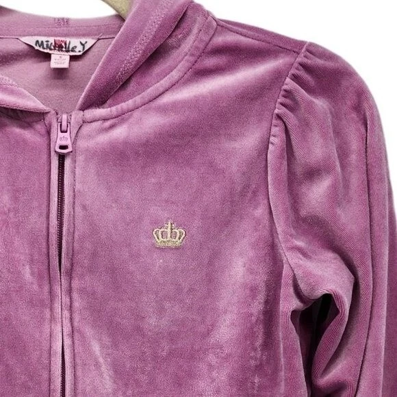 Juicy by Juicy Couture Terciopelo Púrpura Cremallera Sudadera con Capucha Chaqueta de Pista Niñas Pequeña Foto 3 de 4